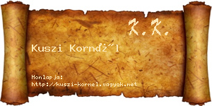 Kuszi Kornél névjegykártya